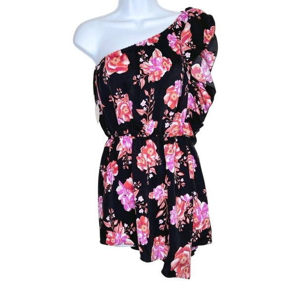 Tularosa Costa Floral Ruffle Mini Dress XS NWT Black Asymmetric Boho Feminine - Picture 5 of 12
